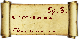 Szolár Bernadett névjegykártya
